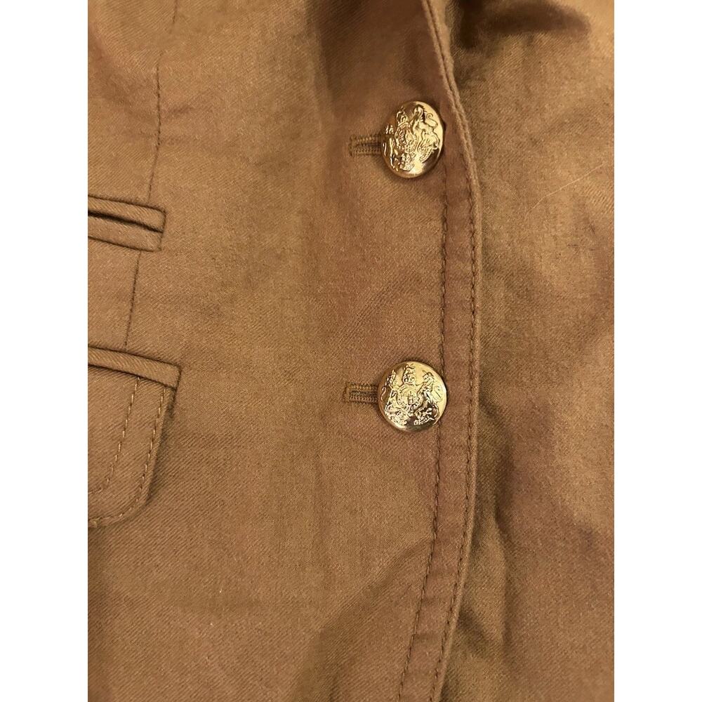 J.Crew Wool Schoolboy Blazer Women’s Sz‎ 00 Camel Brown Gold Buttons Short Lined - Picture 3 of 12